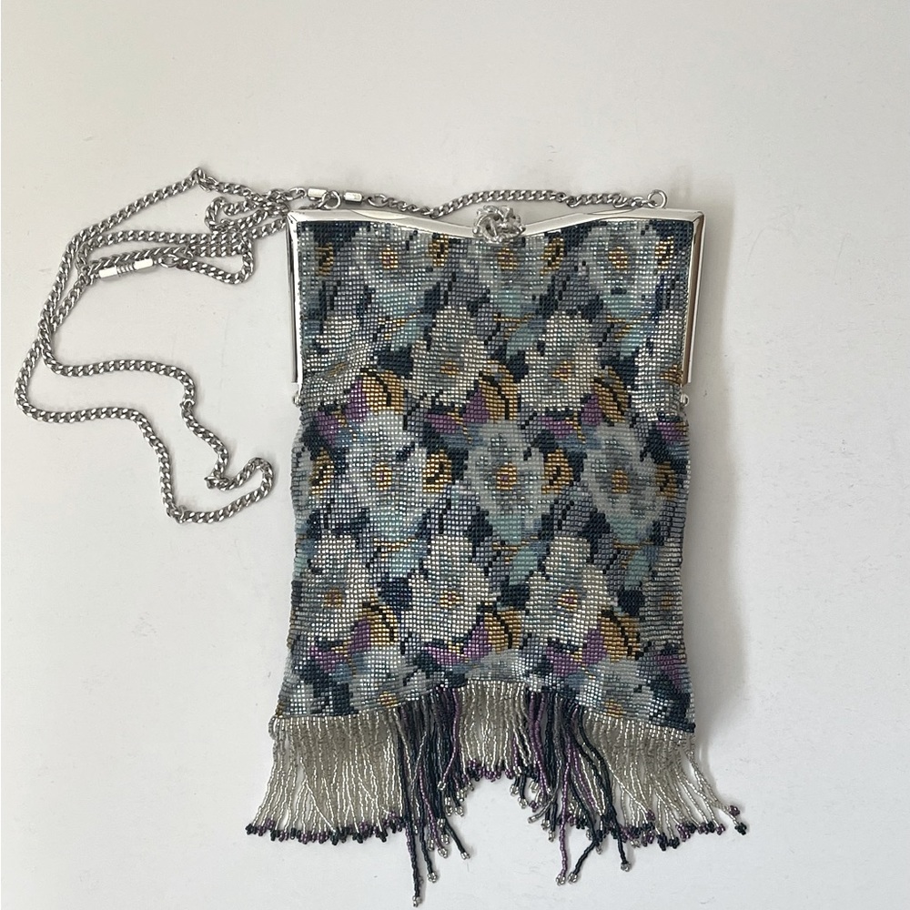 Vintage NWOT Beaded Mesh Metal Chain Handbag Purse